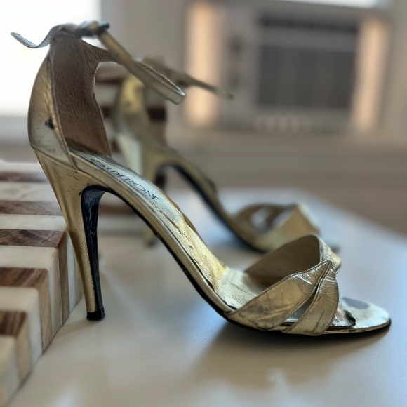 VTG Calderone 4” gold leather sandals 37.5 HERLS made in Italy - Picture 8 of 11